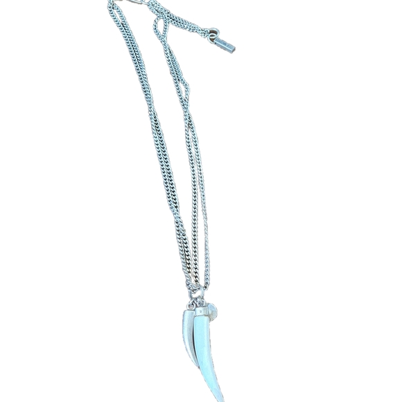 Silver and White Pendant Necklace - Picture 1 of 7